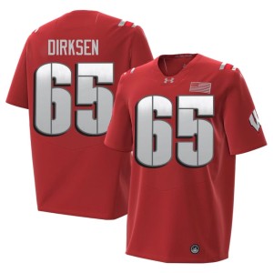Aiden Dirksen Men #65 Red Game 2026 Bucky Badger Jerseys 311382-385