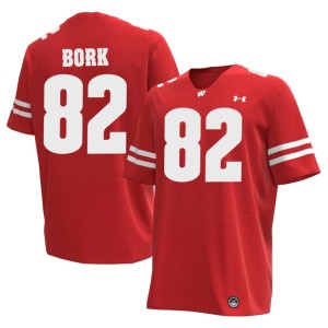 Emmett Bork Red #82 Wisconsin Player Mens Jersey 814003-960