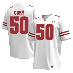 Ryan Cory Mens Replica White #50 Wisconsin Badgers Jersey 164540-767