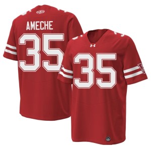 Alan Ameche Stitched 1980 Throwback Red #35 Men's Bucky Badger Jerseys 207243-137