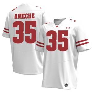 Alan Ameche Men Game #35 Bucky Badger White Jersey 291872-488