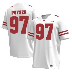 Junior Poyser Wisconsin Badgers White Men's #97 NCAA Jersey 155663-560
