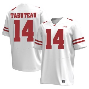 Keeyshawn Tabuteau Game #14 University of Wisconsin Men's White Jersey 337111-101