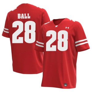 Montee Ball Embroidery Mens Red #28 Bucky Badger Jersey 883575-743