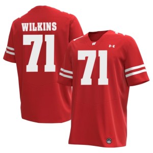 PJ Wilkins Mens Stitched Red #71 Badgers Jerseys 222461-893