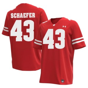 Taylor Schaefer Mens Wisconsin Badgers Red #43 Alumni Jerseys 217274-408