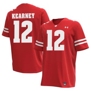 Zion Kearney Red Wisconsin Badgers Mens #12 NCAA Jerseys 388352-155