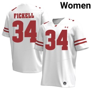 Ashton Fickell Wisconsin Badgers White #34 Womens Game Jersey 588470-278
