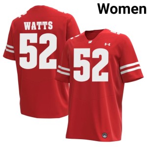 Hardy Watts Red Women's Stitched Wisconsin #52 Jerseys 804980-716