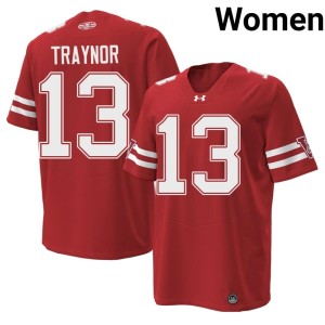 Matthew Traynor #13 Bucky Badger Embroidery Red 1980 Throwback Women Jerseys 971098-497