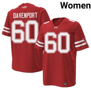 Nolan Davenport #60 1980 Throwback Womens Red University Bucky Badger Jerseys 921148-840