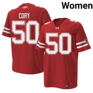 Ryan Cory #50 1980 Throwback Stitched Red UW Badgers Women's Jersey 540122-394