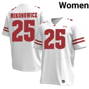 Will Mikonowicz Wisconsin Badgers Embroidery #25 Women White Jerseys 830052-427