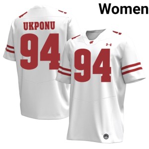 Xavier Ukponu White #94 Womens Wisconsin Badgers Limited Jersey 727766-828