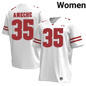 Alan Ameche Women White #35 University Wisconsin Badgers Jersey 148851-876