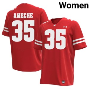 Alan Ameche Official Womens UW Badgers Red #35 Jerseys 928450-391
