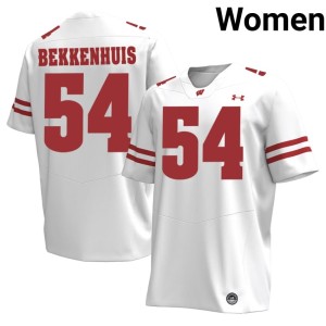 Brady Bekkenhuis #54 White Womens Stitched Wisconsin Jerseys 801025-759
