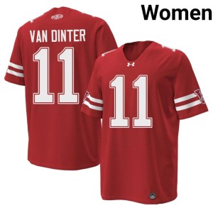 Carson Van Dinter Badgers 1980 Throwback Red #11 Womens Limited Jerseys 115506-560