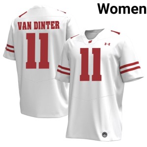 Carson Van Dinter University #11 White Bucky Badger Womens Jerseys 141809-567