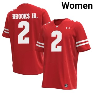 Chris Brooks Jr. #2 Womens Red Game University of Wisconsin Jersey 812340-593