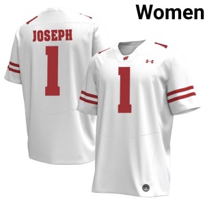 Colton Joseph #1 White Wisconsin Badgers Official Women's Jerseys 487615-939