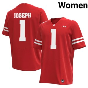 Colton Joseph High School Wisconsin Badgers Women Red #1 Jerseys 292569-563