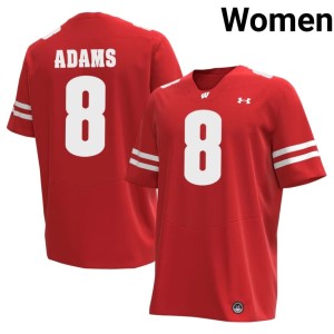Deuce Adams Womens Bucky Badger #8 Official Red Jerseys 942566-495