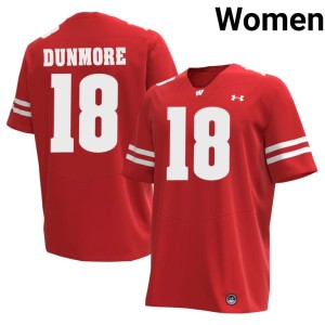 Donovan Dunmore Stitched Red #18 Womens University of Wisconsin Jerseys 624027-160