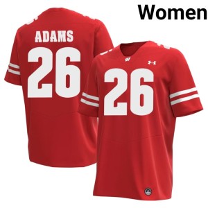 Eli Adams Red Embroidery #26 Womens Wisconsin Badgers Jerseys 928685-464