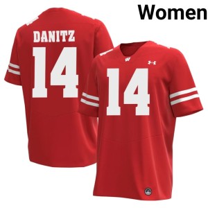 Liam Danitz Womens Bucky Badger Stitched Red #14 Jerseys 610021-298