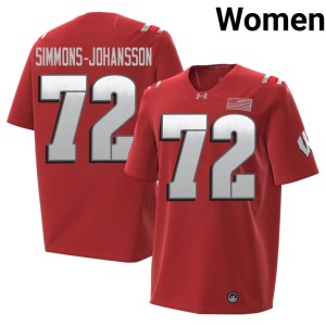 Lucas Simmons-Johansson Red Wisconsin Badgers Stitched Women 2026 #72 Jersey 498199-218