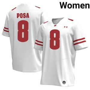 Mason Posa UW Badgers Womens White Player #8 Jersey 320182-263