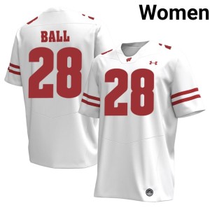 Montee Ball Womens UW Badgers #28 NCAA White Jersey 300188-565