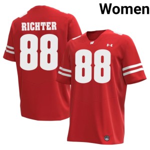 Pat Richter #88 Stitched Red Wisconsin Badgers Women Jerseys 190083-108