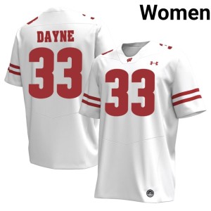 Ron Dayne White University of Wisconsin #33 Women's Replica Jerseys 810350-341