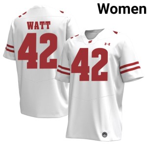 T.J. Watt Women White #42 Bucky Badger 2026 Jersey 337004-115