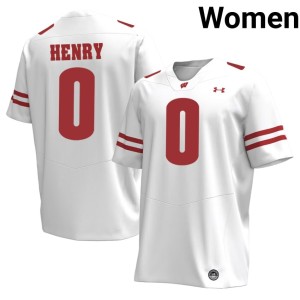 Tyrell Henry Women's Badgers Replica #0 White Jerseys 814329-564