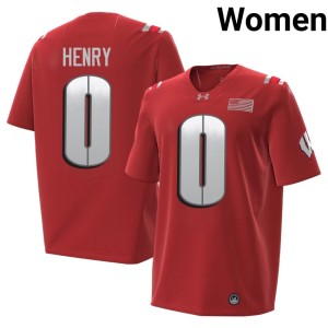 Tyrell Henry Womens #0 Wisconsin Badgers University Red 2026 Jersey 919219-861