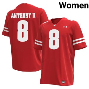 Vinny Anthony II High School UW Badgers Red Women's #8 Jersey 516462-455