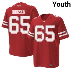 Aiden Dirksen Replica Youth Red UW Badgers #65 1980 Throwback Jersey 380909-462