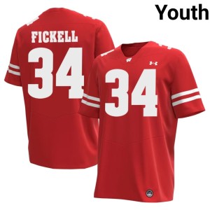 Ashton Fickell Alumni Red Youth #34 UW Badgers Jersey 312665-762