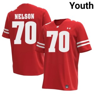 Barrett Nelson Youth Game Red UW Badgers #70 Jerseys 961642-965