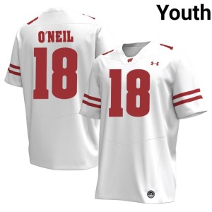 Danny O'Neil Wisconsin Badgers Stitched #18 White Youth Jerseys 924333-857