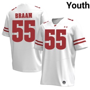 Drew Braam University of Wisconsin Player White Youth #55 Jersey 875231-208