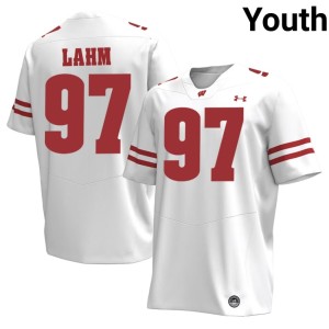 Gavin Lahm Youth Wisconsin #97 White Official Jerseys 177025-621