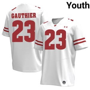 Landon Gauthier Wisconsin Badgers White High School #23 Youth Jersey 566002-923