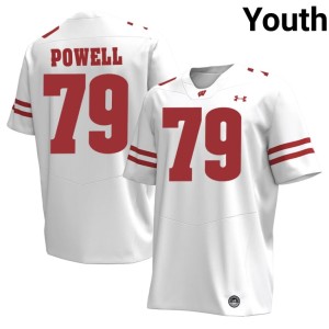 Logan Powell Game Bucky Badger #79 Youth White Jerseys 870851-542