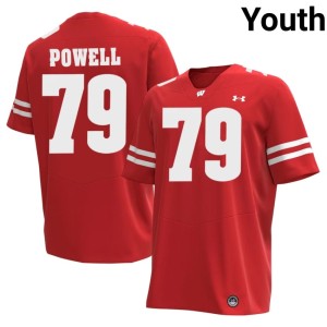 Logan Powell #79 Game UW Badgers Youth Red Jerseys 221419-264
