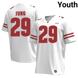 Matt Jung Youth White #29 Wisconsin Badgers Stitched Jersey 804559-301