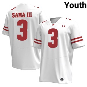 Abu Sama III Youth #3 Player White Wisconsin Jersey 257697-939